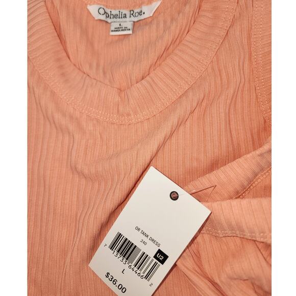 Ophelia Roe Peach Ribbed Tank Maxi Dress Women's Size Large - Picture 6 of 8